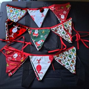 3x Christmas Banner For Fireplace, Fabric Garland